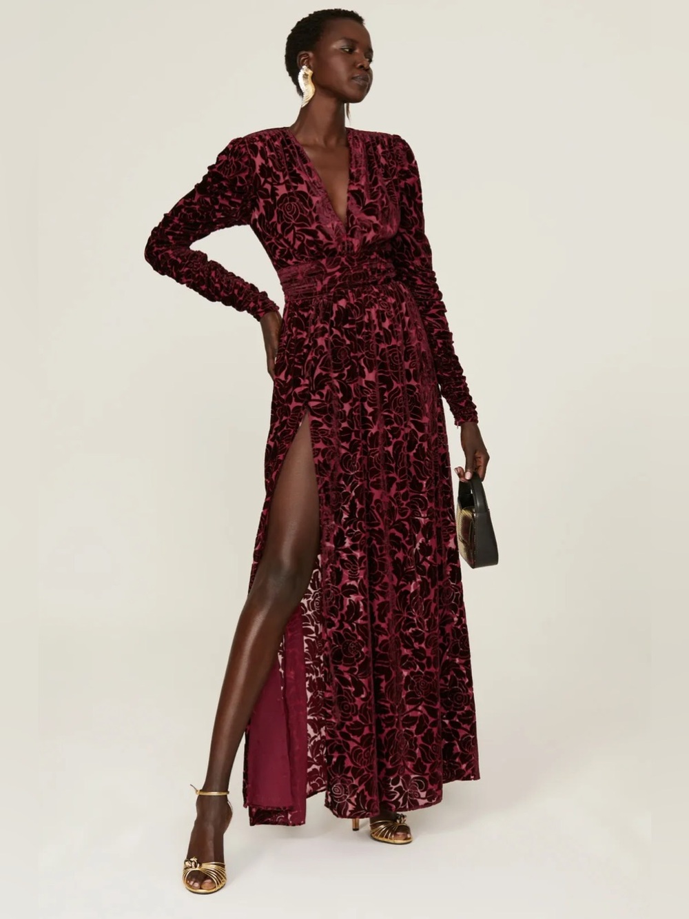 *Flawed RTR Bronx & Banco Velvet Floral Gown (0430)